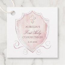 Elegantes rosa Wappen Erstkommunion