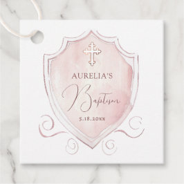 Elegantes rosa Wappen Taufe Geschenkanhänger