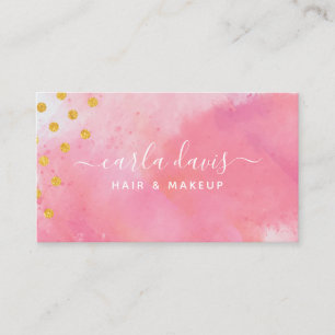 Elegantes Rosa-Wasserfarbe-Gold Visitenkarte