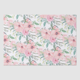 Elegantes Rosa-Wasserfarben-Blumen-Blatt Weiß Seidenpapier