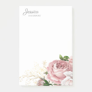 Elegantes Rosa-Wasserfarben-Blumenmuster Post-it Klebezettel