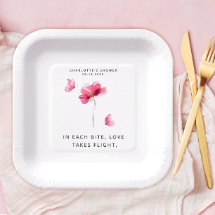 Elegantes rosa Wasserfarben Pappteller