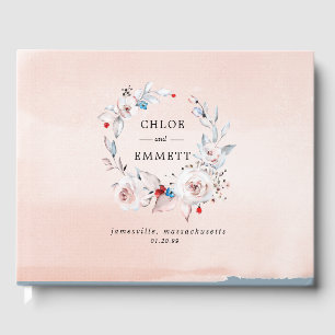 Elegantes rosa Wasserfarben Rustikales Blumenkraut Gästebuch