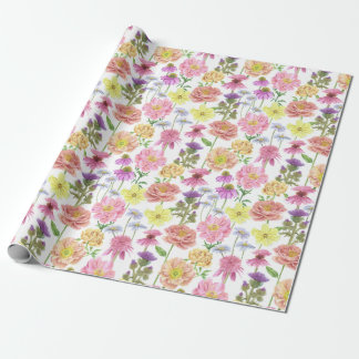 Elegantes rosa Wasserfarben-Wildblumenmuster Geschenkpapier