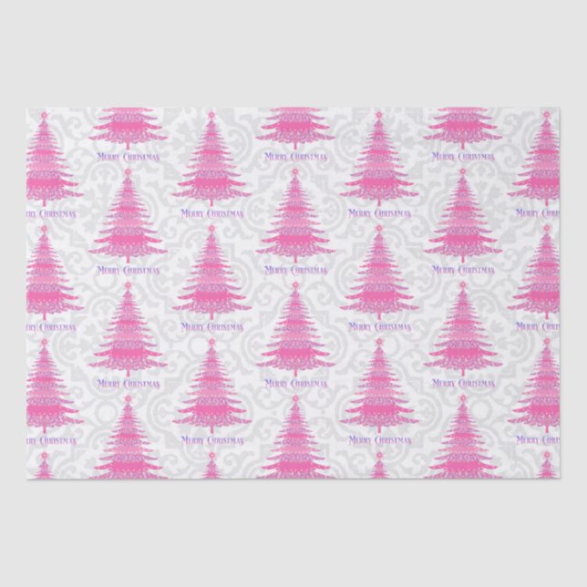 Elegantes, rosa Weihnachtsbaumgeschenk Seidenpapier (Vorderseite)