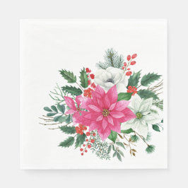 Elegantes rosa Weihnachtsfest Poinsettia Mittagess Serviette