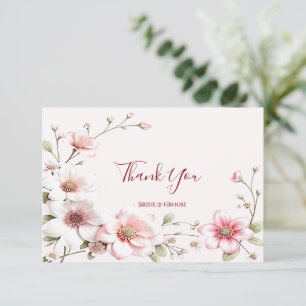 Elegantes Rosa Weiße Blüte Dankeschön Karte