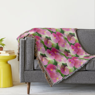 Elegantes rosa-weiße Eingeweihte Blume-Muster Decke