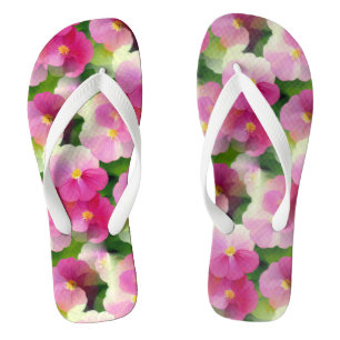 Elegantes rosa-weiße Eingeweihte Blume-Muster Flip Flops