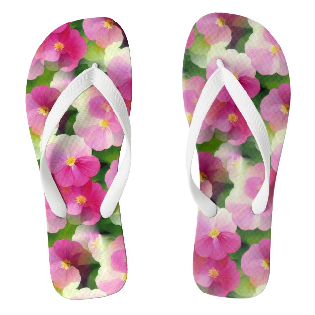 Elegantes rosa-weiße Eingeweihte Blume-Muster Flip Flops (Fußbett)