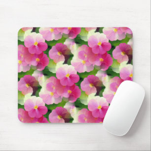 Elegantes rosa-weiße Eingeweihte Blume-Muster Mousepad