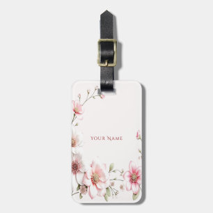 Elegantes rosa weißes Blumen-Gepäckanhänger Gepäckanhänger