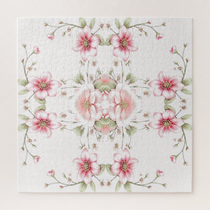 Elegantes rosa weißes Blumenpuzzle Puzzle