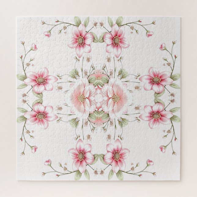 Elegantes rosa weißes Blumenpuzzle Puzzle (Vertikal)