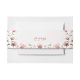 Elegantes rosa weißes florales Einladungs-Bauchsch Einladungsbanderole