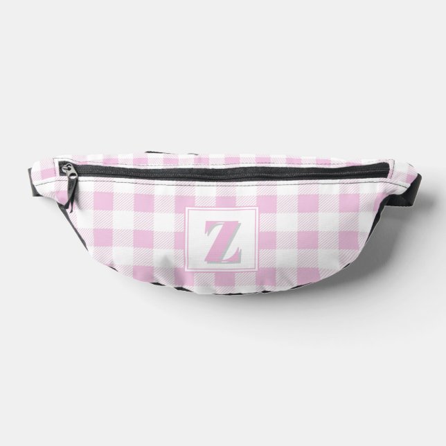 Elegantes rosa weißes Gingham mit anpassbarem Mono Bauchtasche (Ablage )