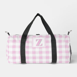 Elegantes rosa weißes Gingham mit anpassbarem Mono Duffle Bag