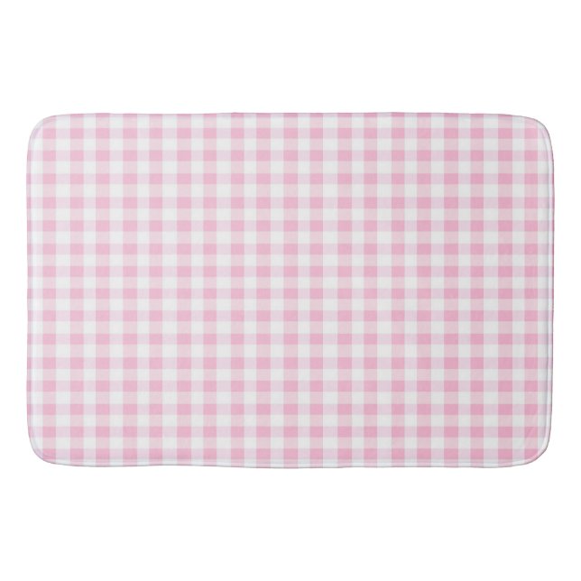 Elegantes rosa-weißes Gingham-Muster  Badematte (Vorderseite)