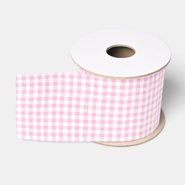 Elegantes rosa-weißes Gingham-Muster  Ripsband (Spule)