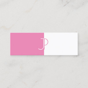 Elegantes rosa, weißes Monogramm-Template Trendy L Mini Visitenkarte