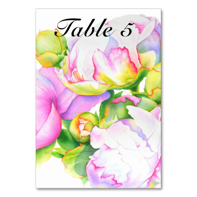 Elegantes, rosa, weißes Peelinggeflecht Tischnummer (Vorderseite)