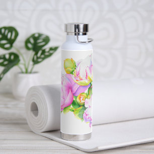 Elegantes, rosa, weißes Peelinggeflecht Trinkflasche