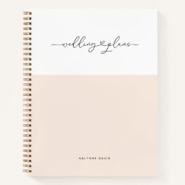 Elegantes Rosa White Script Swashes Heart Wedding Notizbuch