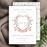 Elegantes rosa Wildblume Monogram Aquarell Wappen Save The Date<br><div class="desc">Pastel Wildblume Aquarellkollektion - eine elegante Aquarellfarben Illustration von rosafarbenen Aquarellfarben mit einer modernen minimalen Touch. Ideal für Ihre moderne Blumenhochzeit & Partys. Es ist sehr einfach, mit Ihren persönlichen Daten zu personalisieren. Wenn Sie ein anderes passendes Produkt oder eine Anpassung benötigen, wenden Sie sich bitte per E-Mail an Zazzle....</div>