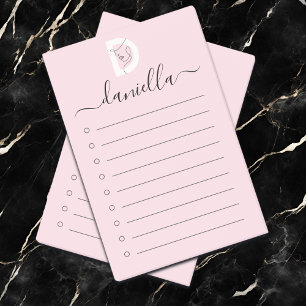 Elegantes Rosa & Women Face Line Art Monogramm Post-it Klebezettel