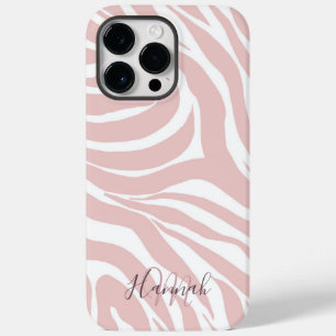 Elegantes Rosa Zebra Weißes Tier Print Case-Mate iPhone 14 Pro Max Hülle