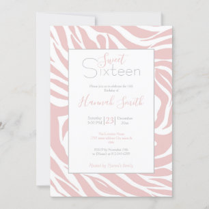 Elegantes Rosa Zebra Weißes Tier Print Einladung
