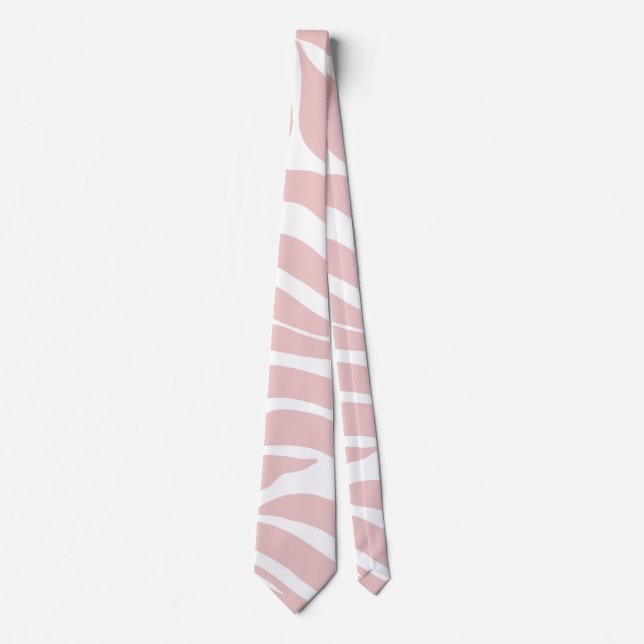 Elegantes Rosa Zebra Weißes Tier Print Krawatte (Vorderseite)