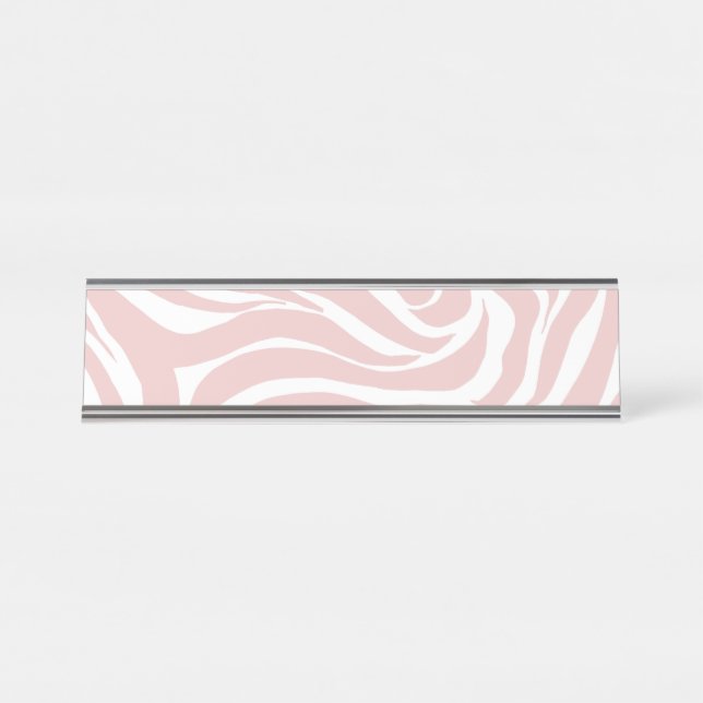Elegantes Rosa Zebra Weißes Tier Print Schreibtischnamensplakette (Vorderseite )