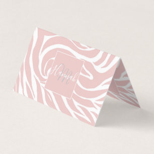 Elegantes Rosa Zebra Weißes Tier Print Visitenkarten
