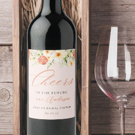 Elegantes rosa Zitrusfrüchte-Brautparty Weinetikett