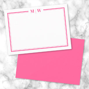 Elegantes rosa zweifaches Border minimalistisches  Mitteilungskarte