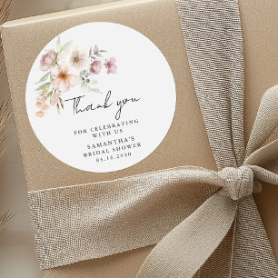 Elegantes rosafarbenes Blumen-Brautabschiedsparty- Runder Aufkleber