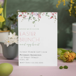 Elegantes rosafarbenes Blumengebäck Ostern Brunch Einladung