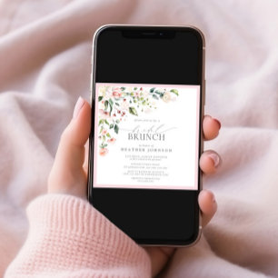 Elegantes rosafarbenes Blumengebirge Bridal Brunch Einladung