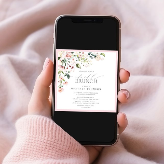 Elegantes rosafarbenes Blumengebirge Bridal Brunch Einladung (Von Creator hochgeladen)
