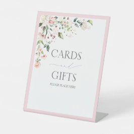 Elegantes rosafarbenes Blumengeschenk für Brautpar Sockelschild