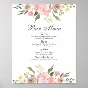 Elegantes, rosafarbenes Blumenmenü mit floralen Ho Poster