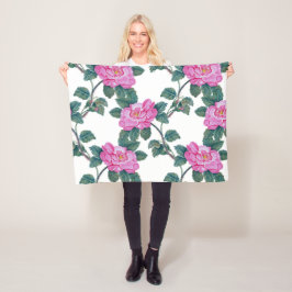 Elegantes rosafarbenes Blumenmuster | Fleecedecke