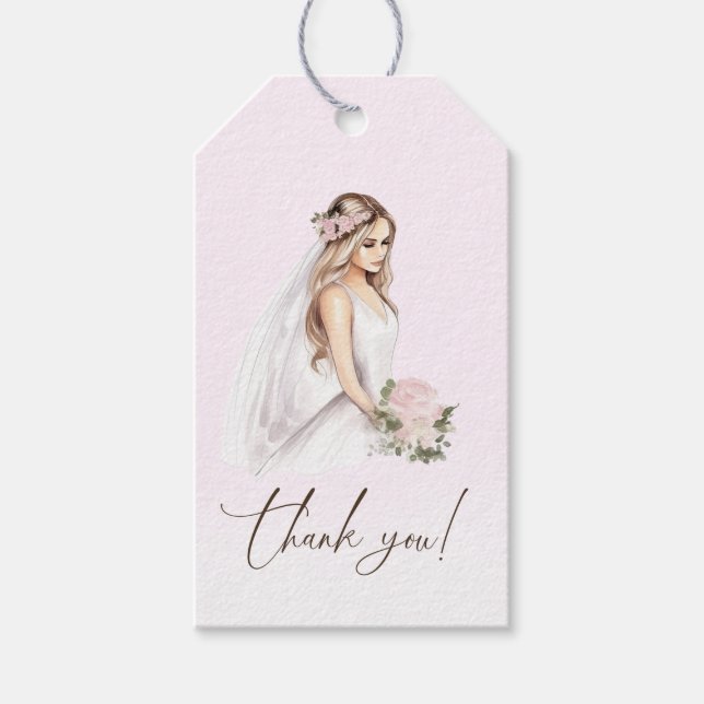 Elegantes, rosafarbenes Brautparty Geschenkanhänger (Vorderseite)