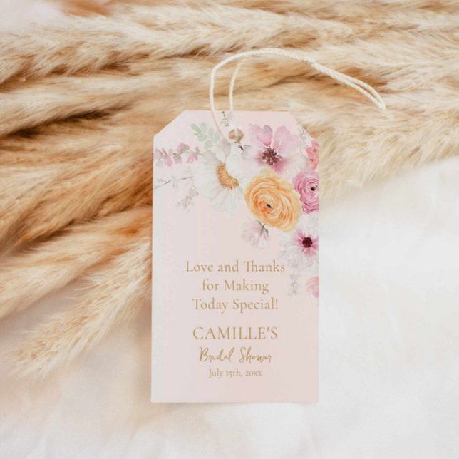 Elegantes rosafarbenes Brautparty Geschenkanhänger (Pink Floral Garden Party Favor Tag)