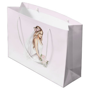 Elegantes, rosafarbenes Brautparty Große Geschenktüte