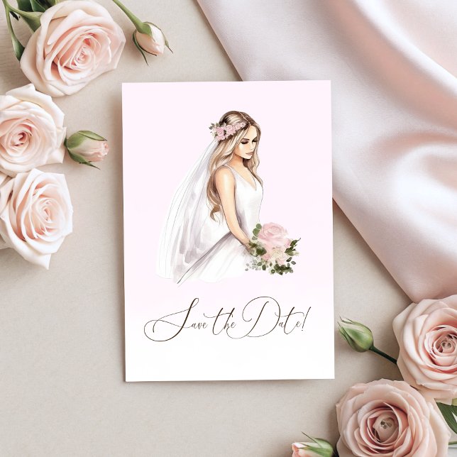 Elegantes, rosafarbenes Brautparty Save The Date (Elegant Tender Pink Bride-To-Be Bridal Shower Save The Date)