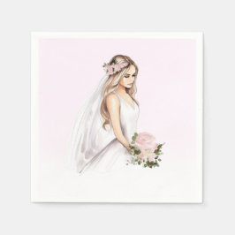 Elegantes, rosafarbenes Brautparty Serviette