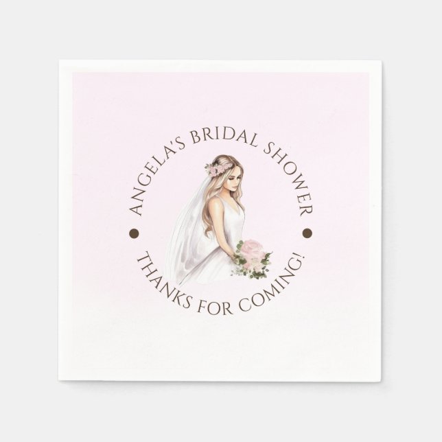 Elegantes, rosafarbenes Brautparty Serviette (Vorderseite)