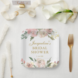 Elegantes rosafarbenes, farbenprächtiges Brautpart Pappteller